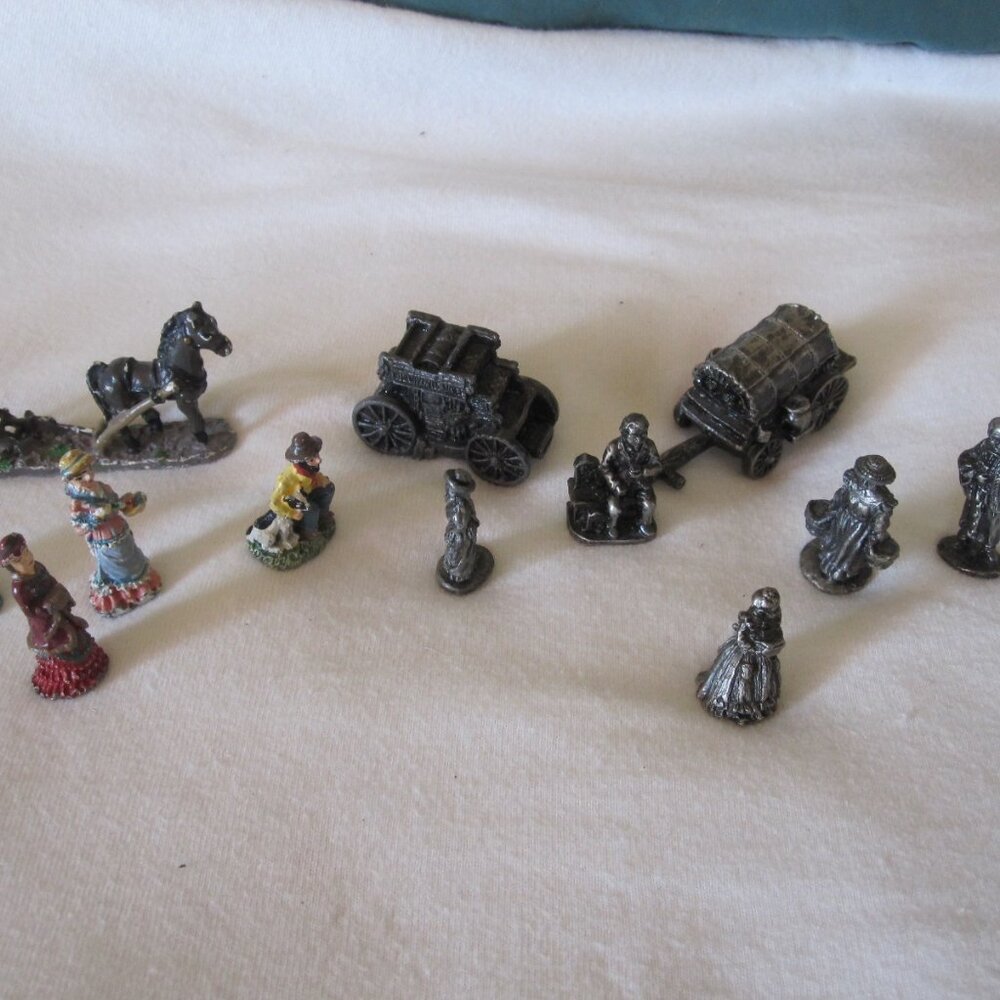 1998 IRS China Pewter Mini-Figures Set- Stagecoach, 19th Century, Covered Wagon